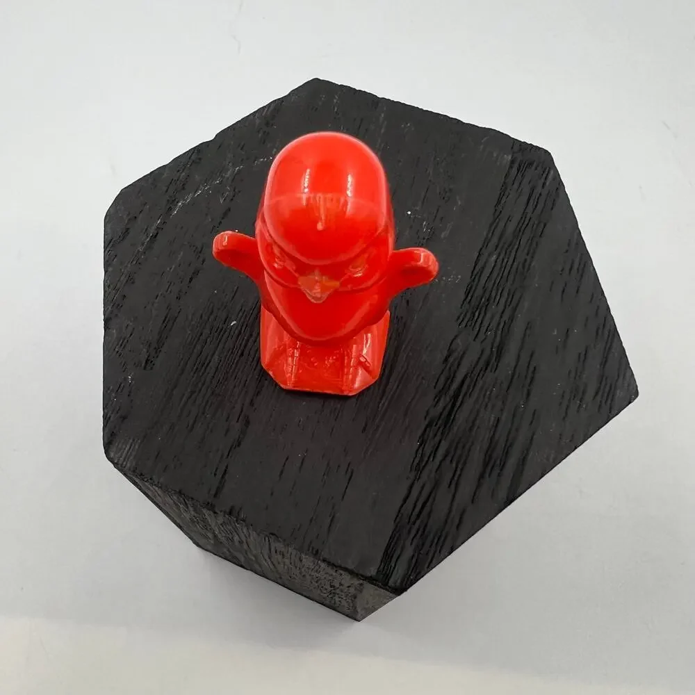 Vintage Knickerbocker Solid Orange Hollow Plastic Mini Easter Chick 2 inch‎